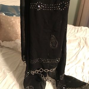 Black and silver beaded sarong